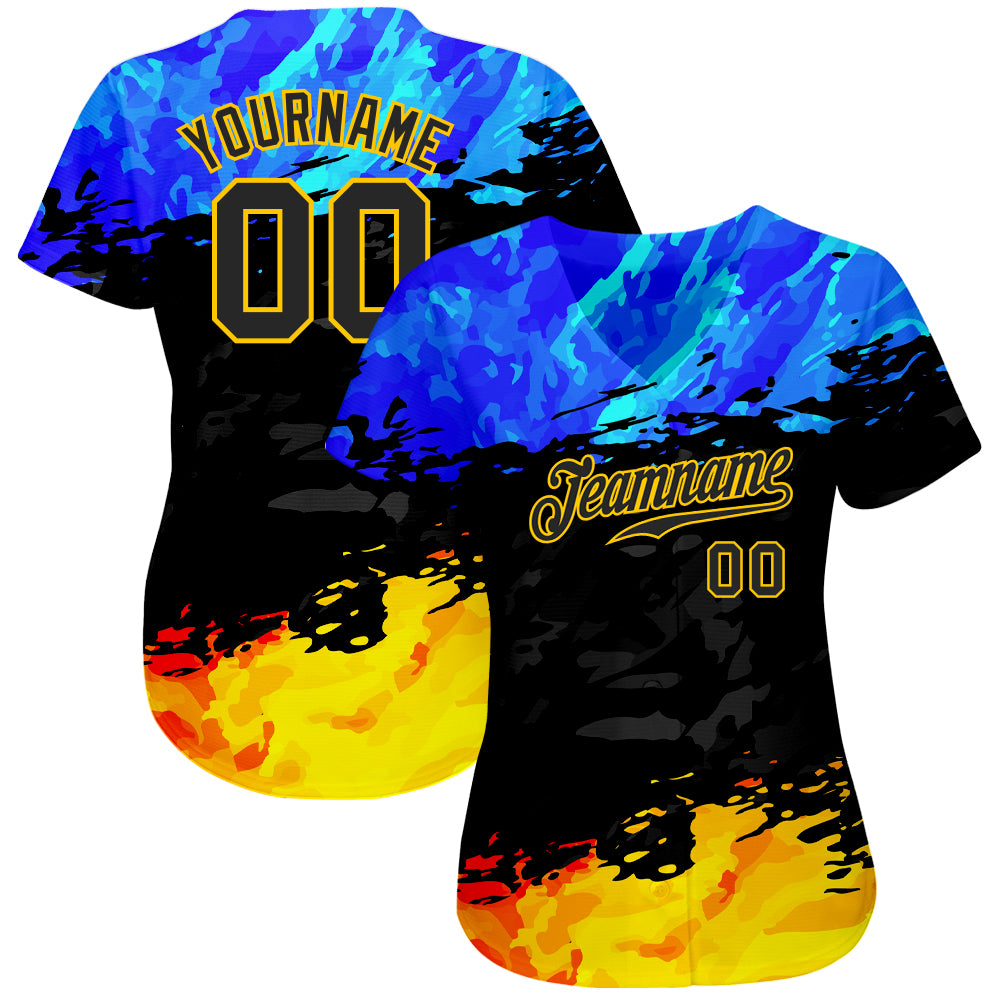 Cheap Custom Black Old Gold 3D Pattern Design Bowling Authentic Baseball  Jersey Free Shipping – CustomJerseysPro