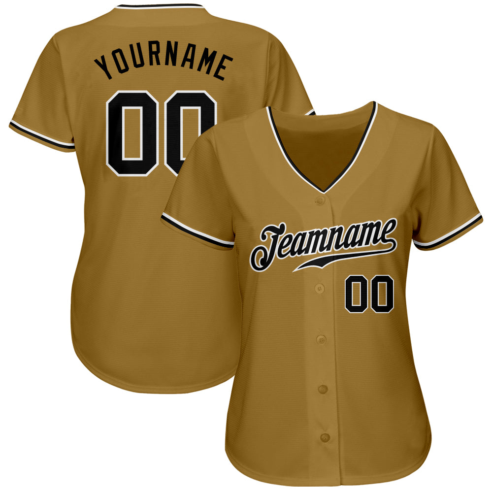 Sale Build Gold Baseball Authentic White Brown Strip Throwback Shirt Brown  – CustomJerseysPro