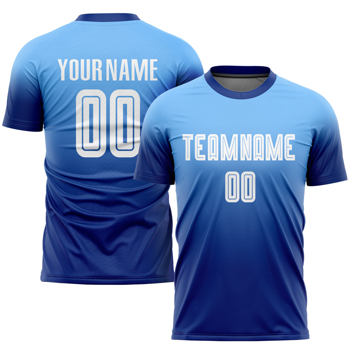 Custom Light Blue White-Purple Sublimation Long Sleeve Fade