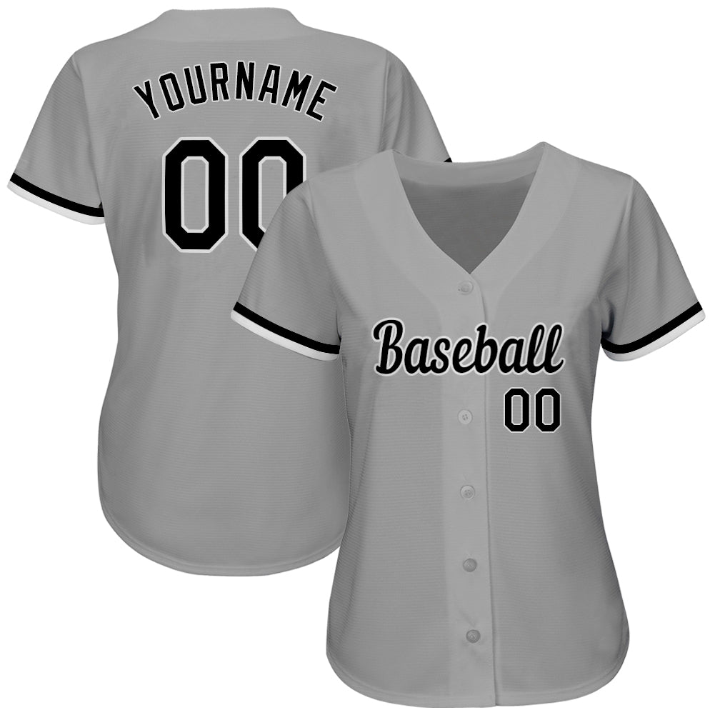 Custom Black White-Gray Classic Style Authentic Baseball Jersey