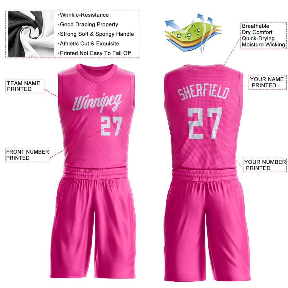 FIITG Custom Basketball Suit Jersey Figure Pink-Light Blue Round Neck Sublimation