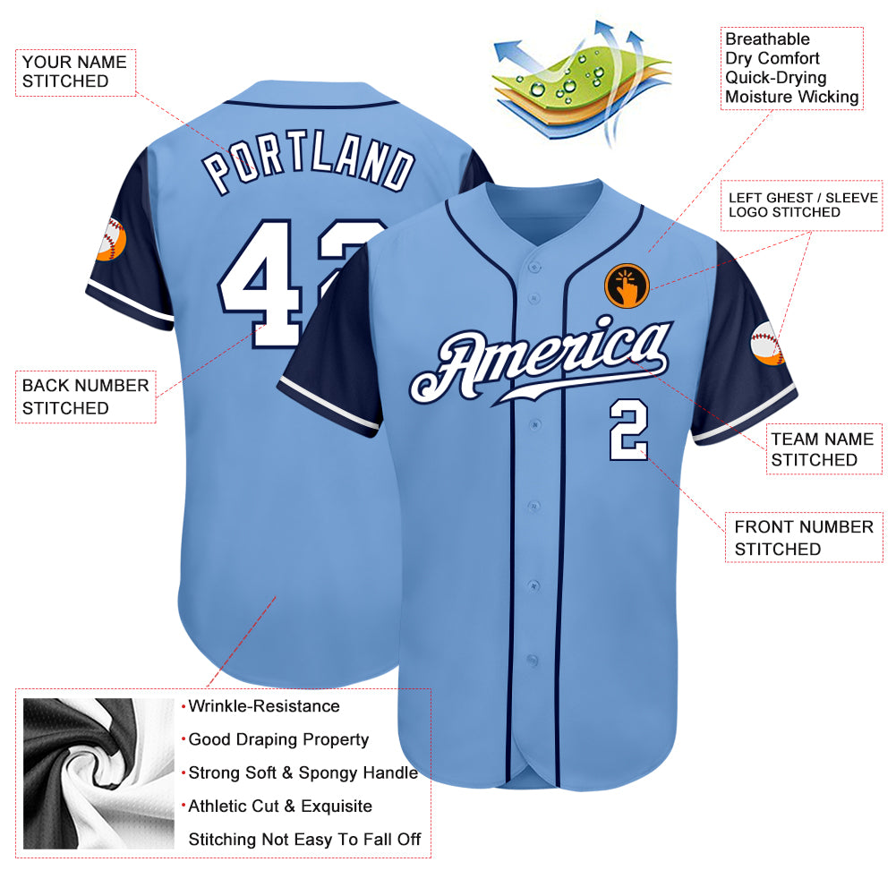 Custom Own White Light Blue Dark Gray Authentic Baseball Stitched Jersey  Free Shipping – Fiitg