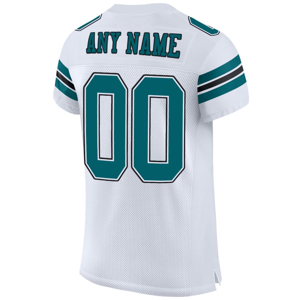 Custom Navy White-Teal Mesh Authentic Football Jersey