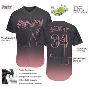 Custom Steel Gray Medium Pink 3D Washington City Edition Fade Fashion Authentic Baseball Jersey