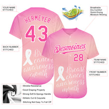 Load image into Gallery viewer, Custom Pink White 3D Pink Ribbon Breast Cancer Awareness Month Women Health Care Support Authentic Baseball Jersey
