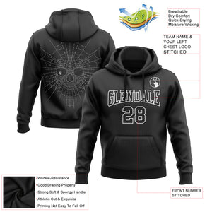 Custom Stitched Black White 3D Skull Fashion Sports Pullover Sweatshirt Hoodie