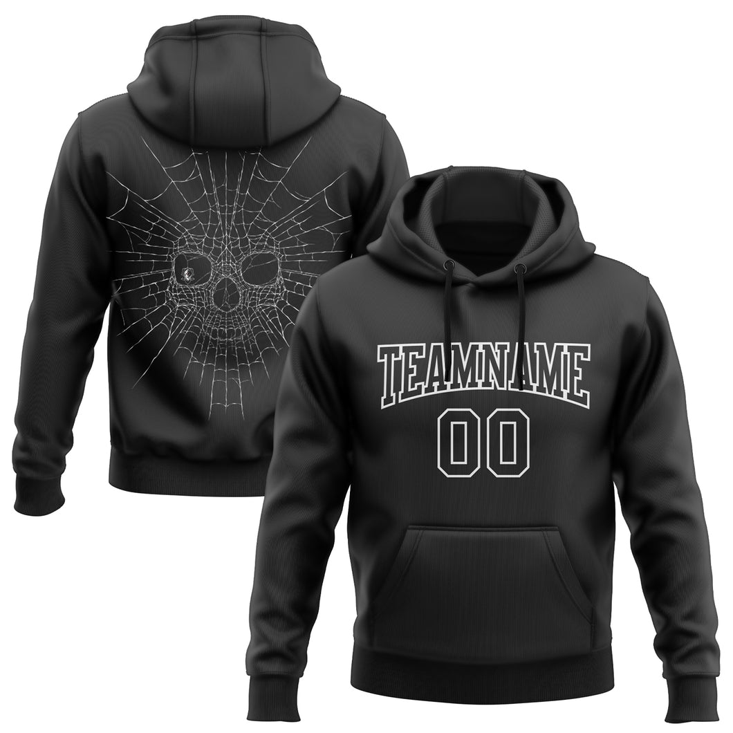 Custom Stitched Black White 3D Skull Fashion Sports Pullover Sweatshirt Hoodie