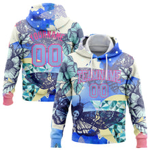 Load image into Gallery viewer, Custom Stitched White Light Blue-Pink 3D Skull Fashion Flower And Butterfly Sports Pullover Sweatshirt Hoodie
