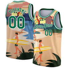 Load image into Gallery viewer, Custom Sand Kelly Green-White 3D Pattern Tropical Beach Hawaii Palm Trees Authentic Basketball Jersey
