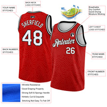 Load image into Gallery viewer, Custom Red White-Black Rounded Zig Zag Lines Authentic City Edition Basketball Jersey
