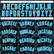 Load image into Gallery viewer, Custom Black Sky Blue-White Geometric Shapes Authentic City Edition Basketball Jersey
