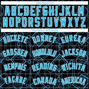 Custom Black Sky Blue-White Geometric Shapes Authentic City Edition Basketball Jersey