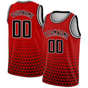 Custom Red Black-White Triangle Shapes Authentic City Edition Basketball Jersey