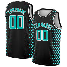 Load image into Gallery viewer, Custom Black Aqua-White Halftone Authentic City Edition Basketball Jersey
