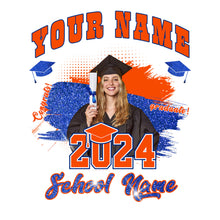 Load image into Gallery viewer, Custom White Orange-Royal 3D Graduation Performance T-Shirt
