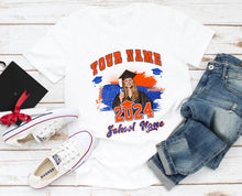 Load image into Gallery viewer, Custom White Orange-Royal 3D Graduation Performance T-Shirt
