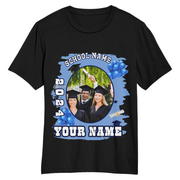 Custom Black White-Navy 3D Graduation Performance T-Shirt