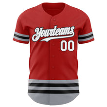 Load image into Gallery viewer, Custom Red Gray-Black Line Authentic Baseball Jersey

