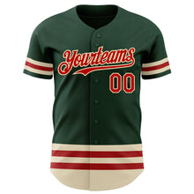 Load image into Gallery viewer, Custom Green Red-Cream Line Authentic Baseball Jersey
