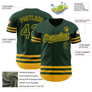 Custom Green Gold Line Authentic Baseball Jersey