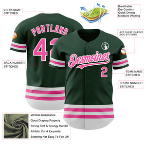 Custom Green Pink-White Line Authentic Baseball Jersey