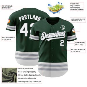 Custom Green White-Gray Line Authentic Baseball Jersey