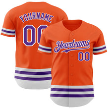 Load image into Gallery viewer, Custom Orange Purple-White Line Authentic Baseball Jersey
