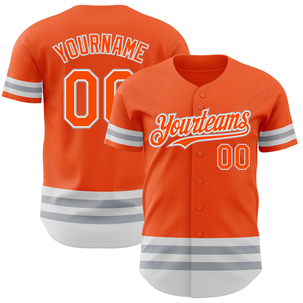 Custom Orange White-Gray Line Authentic Baseball Jersey