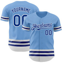 Load image into Gallery viewer, Custom Light Blue Royal-White Line Authentic Baseball Jersey
