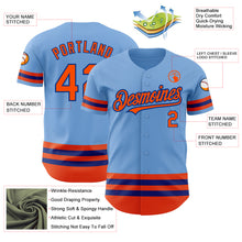 Load image into Gallery viewer, Custom Light Blue Orange-Royal Line Authentic Baseball Jersey
