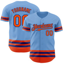 Load image into Gallery viewer, Custom Light Blue Orange-Royal Line Authentic Baseball Jersey
