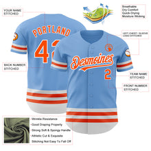 Load image into Gallery viewer, Custom Light Blue Orange-White Line Authentic Baseball Jersey
