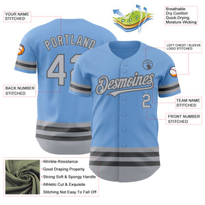 Custom Light Blue Gray-Steel Gray Line Authentic Baseball Jersey