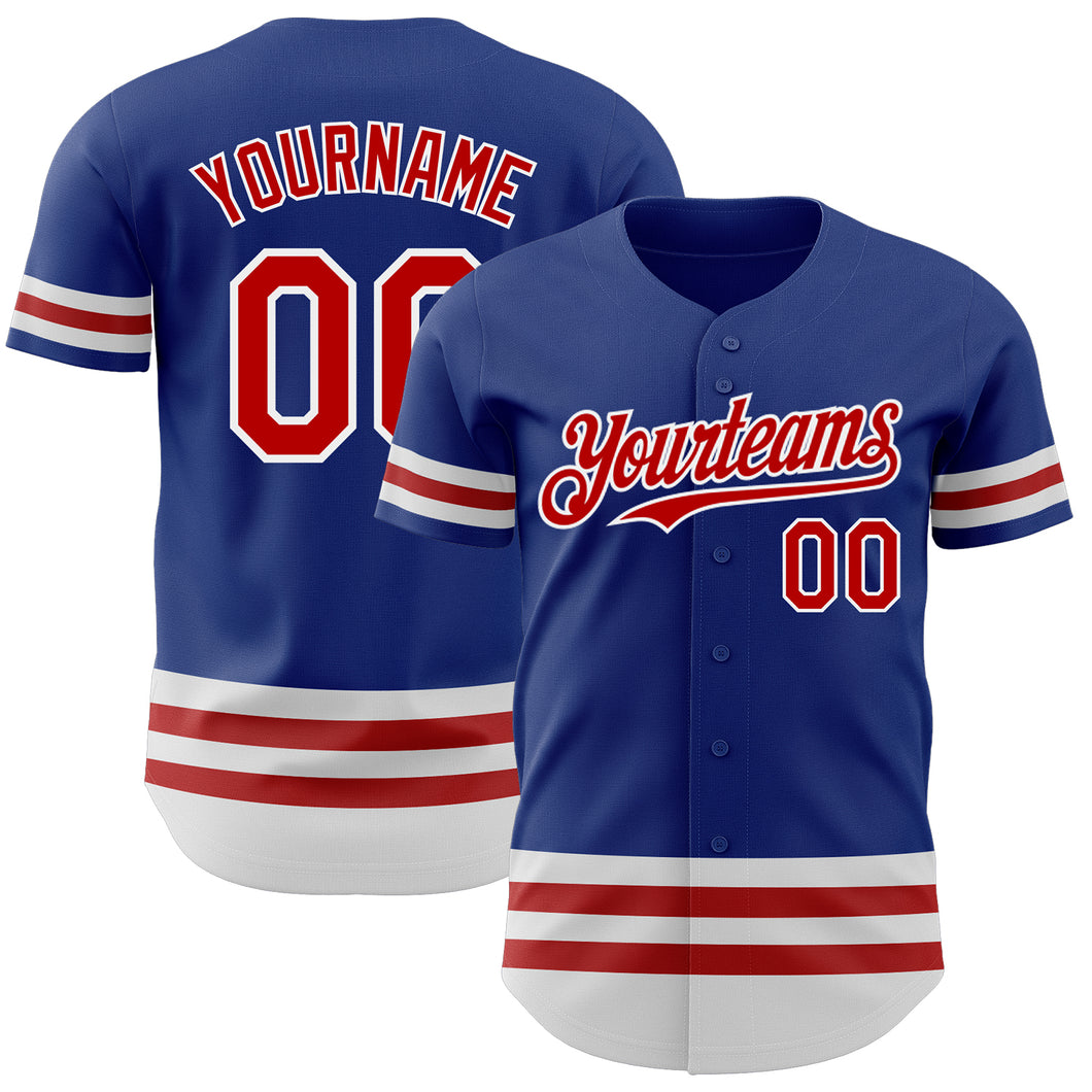 Custom Royal Red-White Line Authentic Baseball Jersey