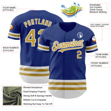 Load image into Gallery viewer, Custom Royal Old Gold-White Line Authentic Baseball Jersey
