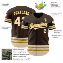 Load image into Gallery viewer, Custom Brown Cream-Old Gold Line Authentic Baseball Jersey
