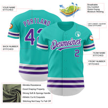 Load image into Gallery viewer, Custom Aqua Purple-White Line Authentic Baseball Jersey
