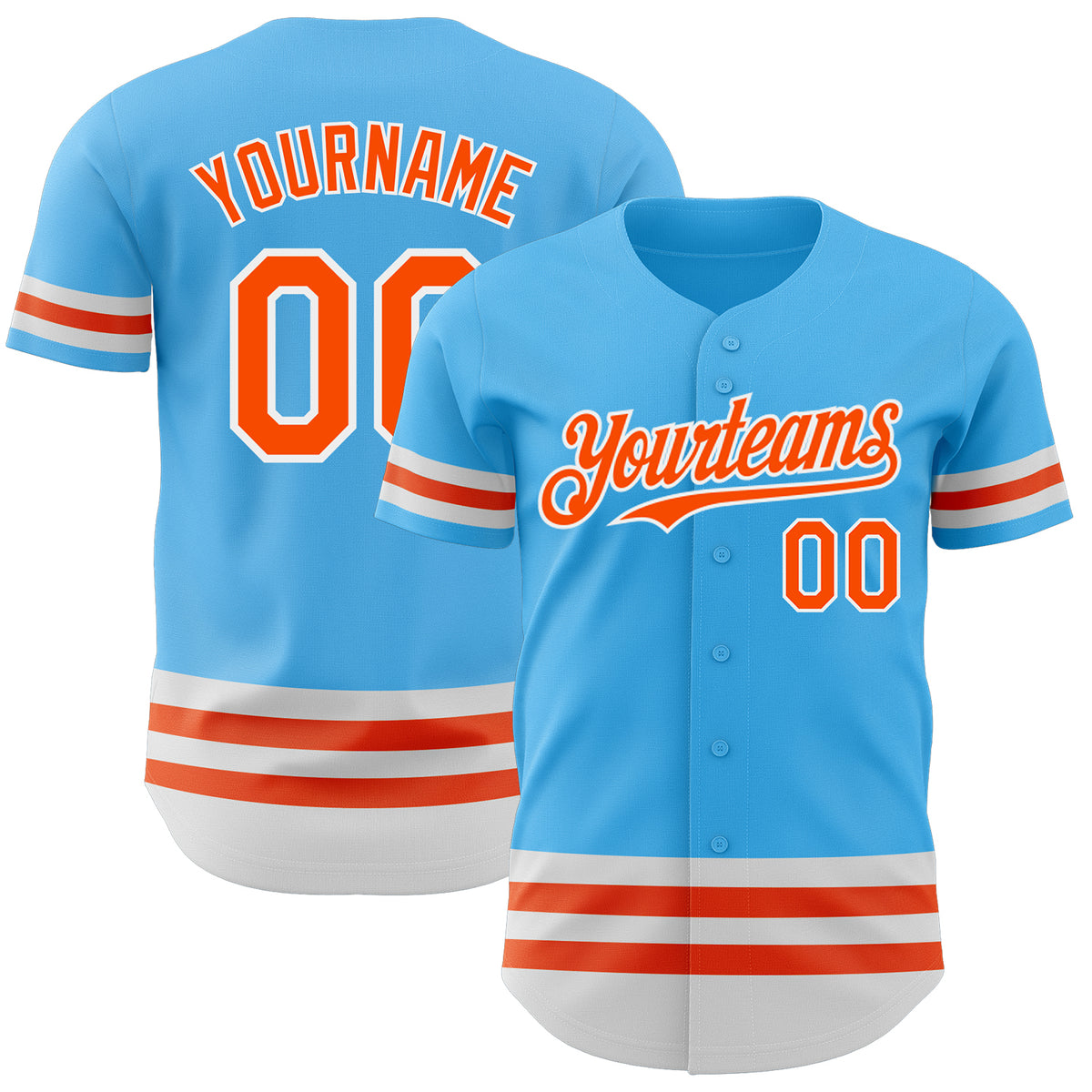 Custom Sky Blue Orange-White Line Authentic Baseball Jersey Sale– Fcustom