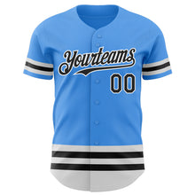 Load image into Gallery viewer, Custom Electric Blue Black-White Line Authentic Baseball Jersey
