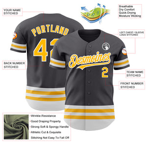 Custom Steel Gray Gold-White Line Authentic Baseball Jersey