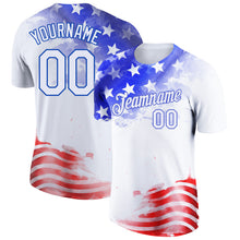 Load image into Gallery viewer, Custom White Royal-Red 3D American Flag Patriotic Performance T-Shirt
