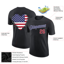 Load image into Gallery viewer, Custom Black Red-Dark Purple 3D American Flag Patriotic Performance T-Shirt
