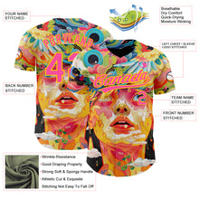 Load image into Gallery viewer, Custom Red Pink-Yellow 3D Pattern Design Abstract Painting Authentic Baseball Jersey
