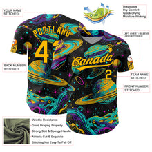 Load image into Gallery viewer, Custom Black Gold 3D Pattern Design Space With Planets And Stars Authentic Baseball Jersey
