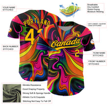 Load image into Gallery viewer, Custom Black Gold 3D Pattern Design Abstract Painting Authentic Baseball Jersey
