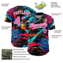 Load image into Gallery viewer, Custom Black Pink-White 3D Pattern Design Space With Planets And Rockets Authentic Baseball Jersey
