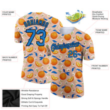 Load image into Gallery viewer, Custom Orange Blue-Black 3D Pattern Design Summer Holiday Fruit And Flower Performance T-Shirt
