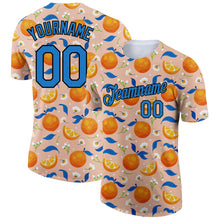 Load image into Gallery viewer, Custom Orange Blue-Black 3D Pattern Design Summer Holiday Fruit And Flower Performance T-Shirt
