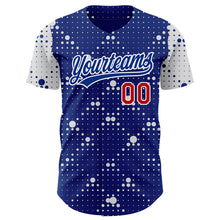 Load image into Gallery viewer, Custom Royal Red-White 3D Pattern Design Geometric Halftone Dots Authentic Baseball Jersey
