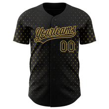 Load image into Gallery viewer, Custom Black Old Gold 3D Pattern Design Geometric Stars Authentic Baseball Jersey
